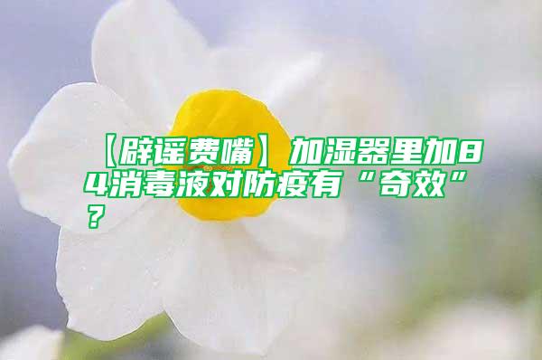 【辟謠費嘴】加濕器里加84消毒液對防疫有“奇效”?