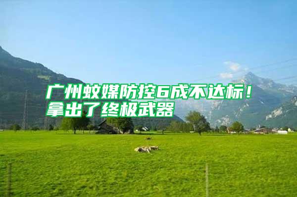 廣州蚊媒防控6成不達標!拿出了終極武器