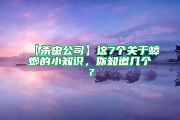 【殺蟲公司】這7個關于蟑螂的小知識，你知道幾個？
