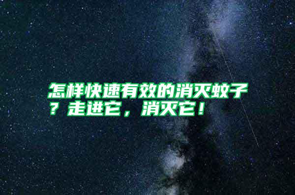 怎樣快速有效的消滅蚊子？走進它，消滅它！