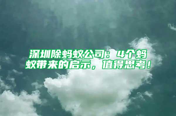 深圳除螞蟻公司:4個螞蟻帶來的啟示,值得思考!