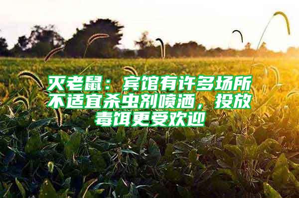 滅老鼠:賓館有許多場所不適宜殺蟲劑噴灑,投放毒餌更受歡迎