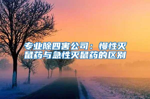 專業除四害公司:慢性滅鼠藥與急性滅鼠藥的區別